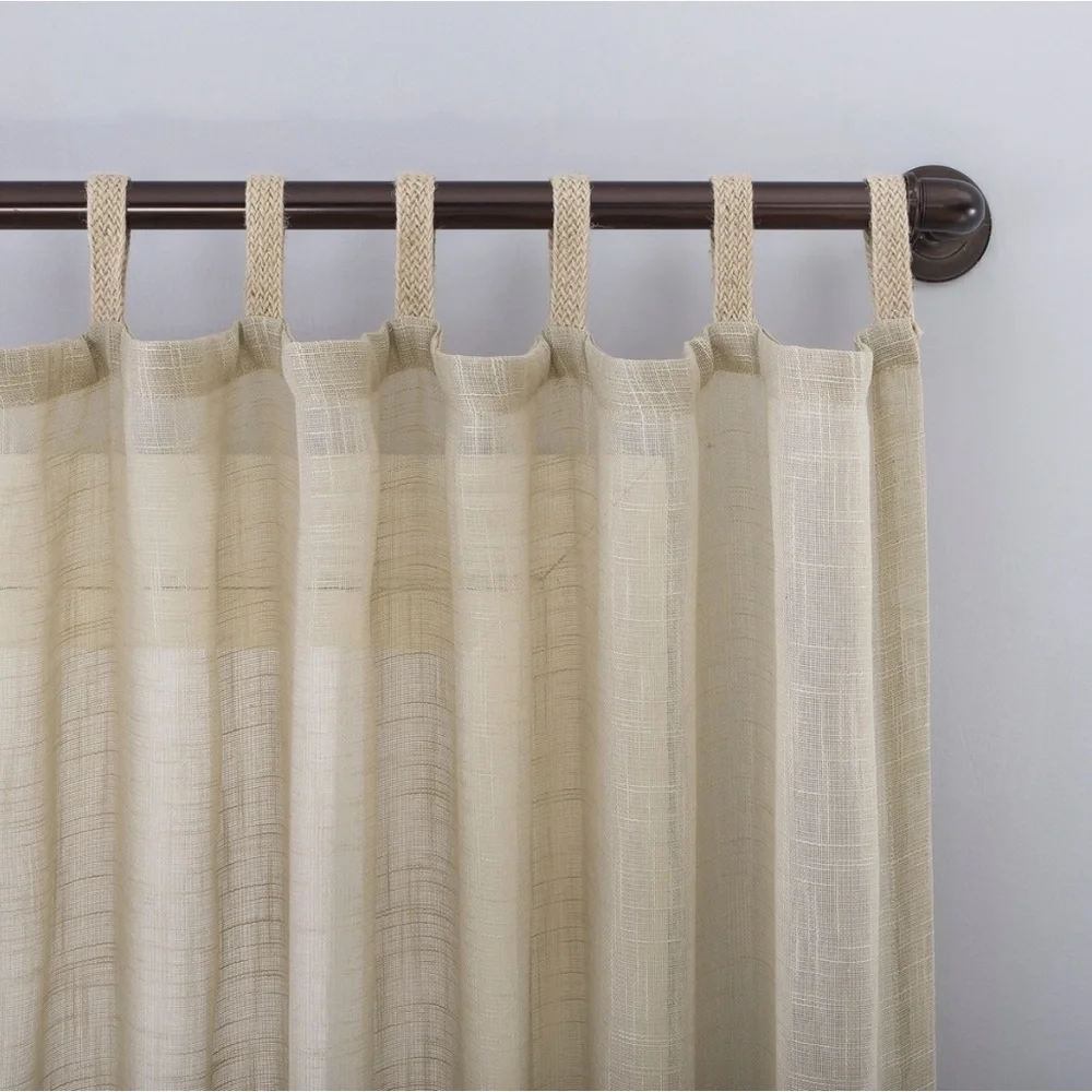 No 918 Ceri Linen Semi-Sheer Light Filtering Texture Tab Top Curtain 84”x50” New